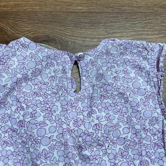 Lands End Girls Purple Floral Micro Print Sleeveless Top Bow Ruffle Size 6 - Picture 5 of 8
